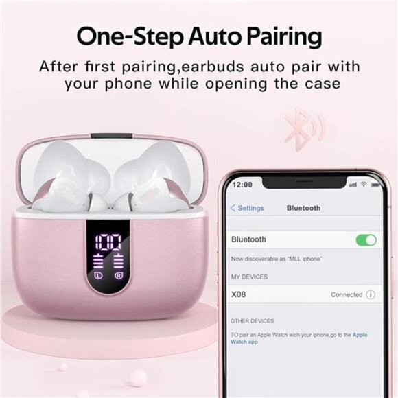 Bluetooth Headphone Wireless Earbud Airpods Pro 2 Charging Case Waterproof PINK - Picture 6 of 6